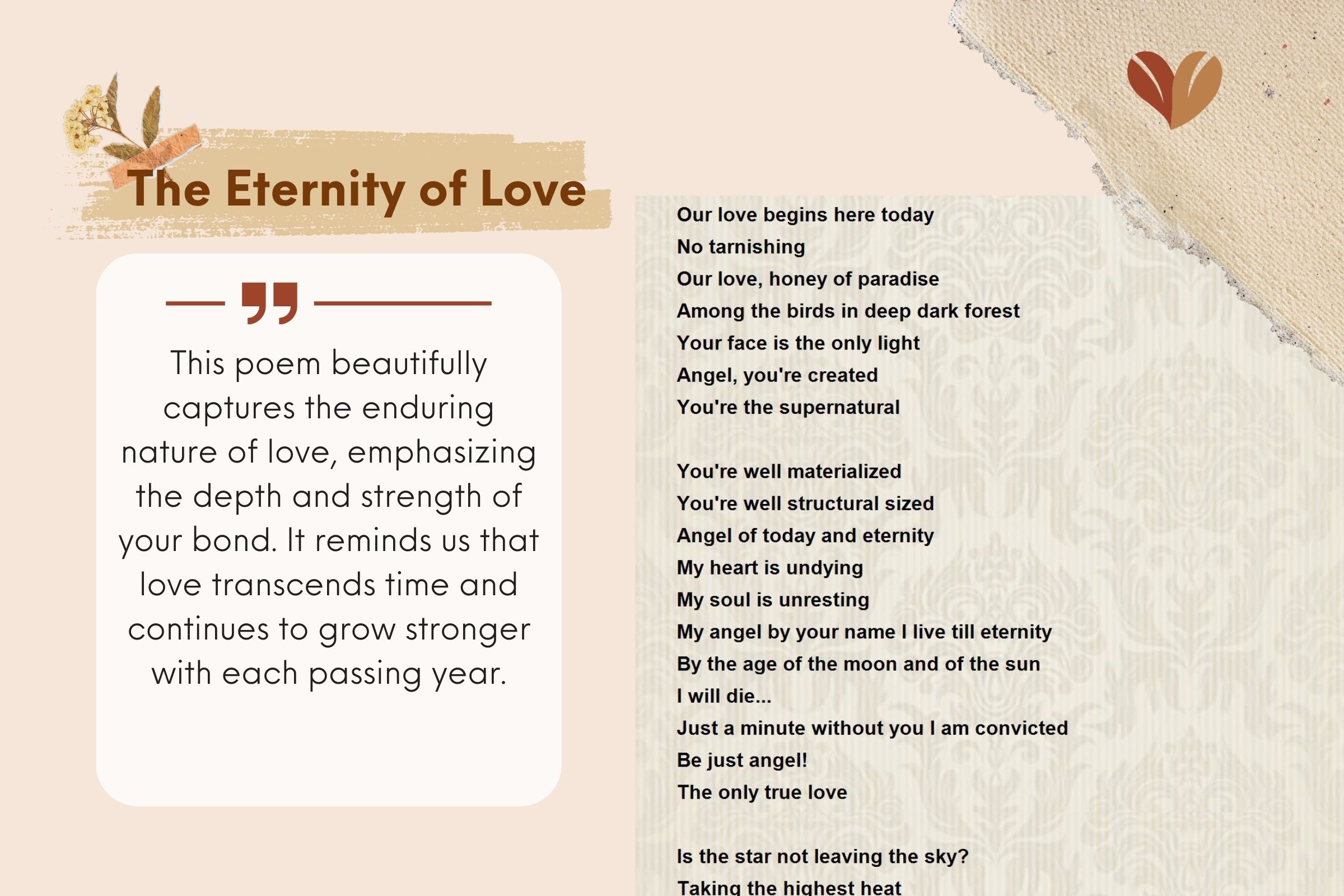 The Eternity of Love is one of the anniversary gift ideas for her