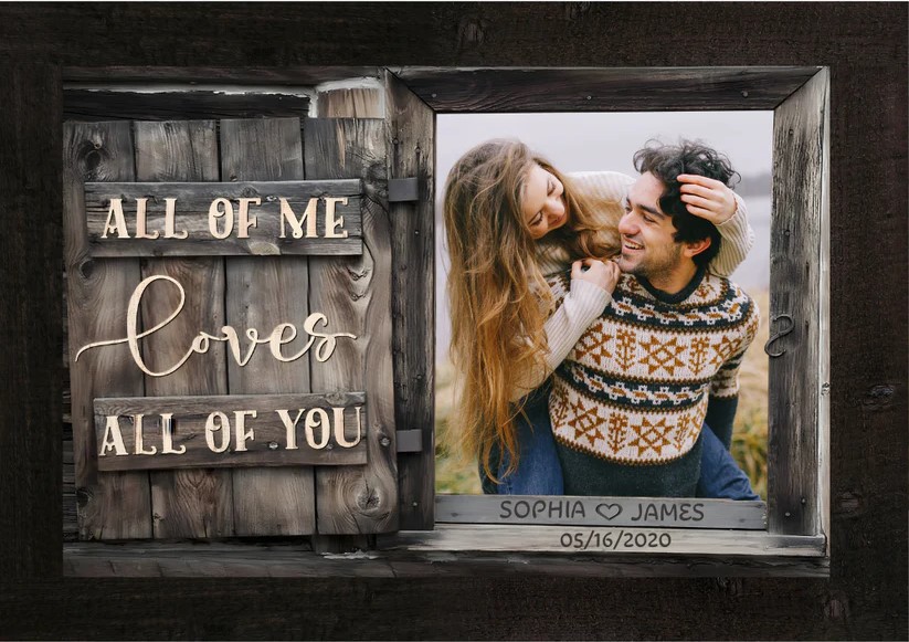All Of Me Loves All Of You - Personalized Anniversary Gift For Him For Her - Custom Couple Photo Canvas Print - Mymindfulgifts