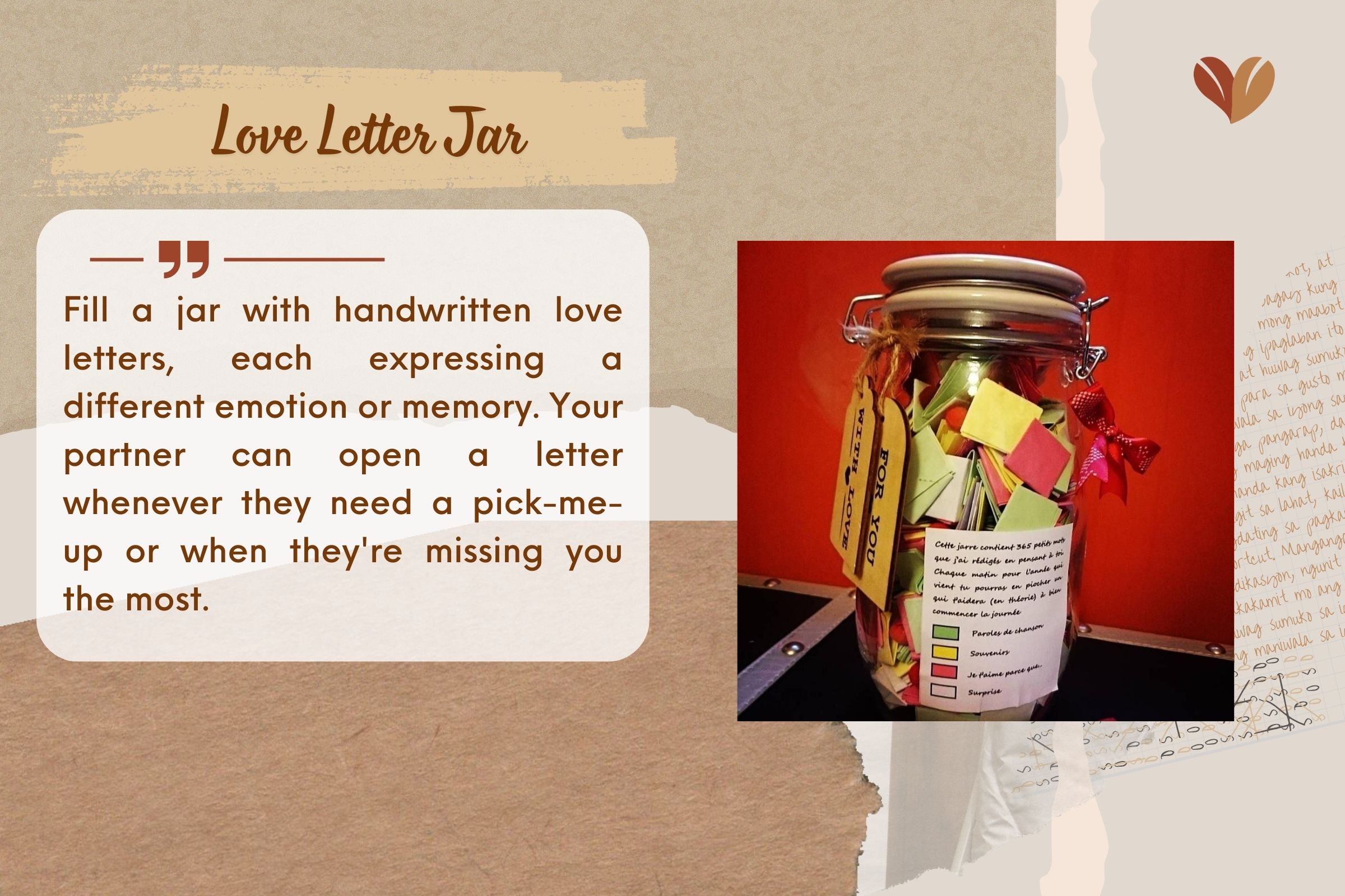 Fill a jar with handwritten love letters