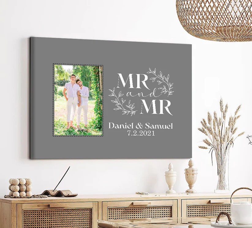 Mr. & Mr. - Personalized Anniversary, Valentine's Day gift for gay couple - Custom Canvas - MyMindfulGifts