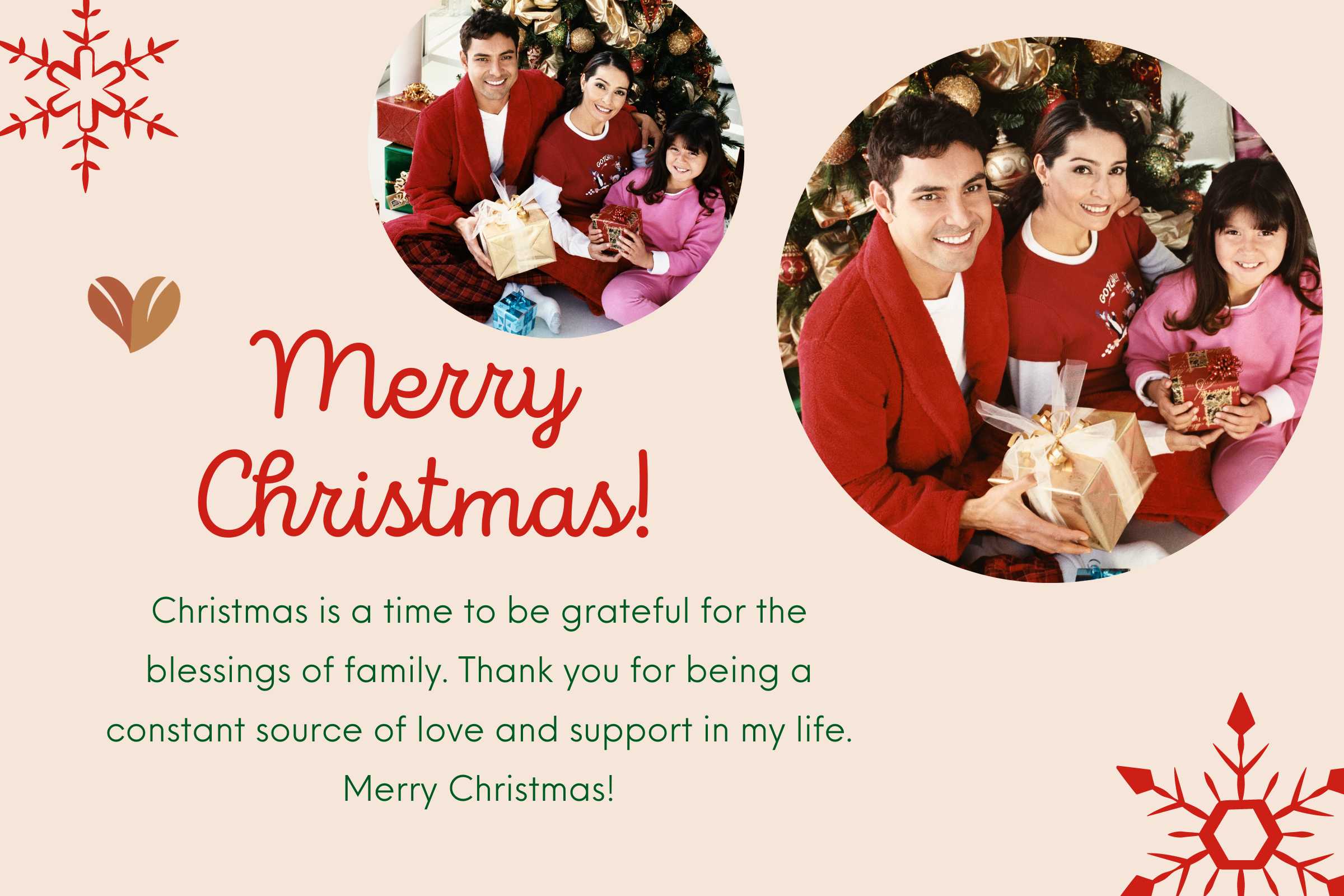 Be grateful for the blessings with Merry Christmas wishes for family