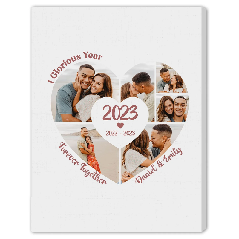 14. Celebrate Your 1 Glorious Year Together with a Personalized Photo Collage Canvas