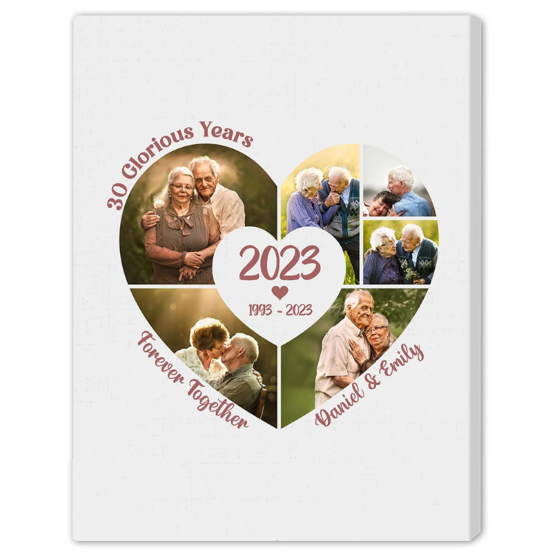 30 Glorious Years Photo Collage Personalized 30 Year Anniversary gift for him for her Custom Canvas