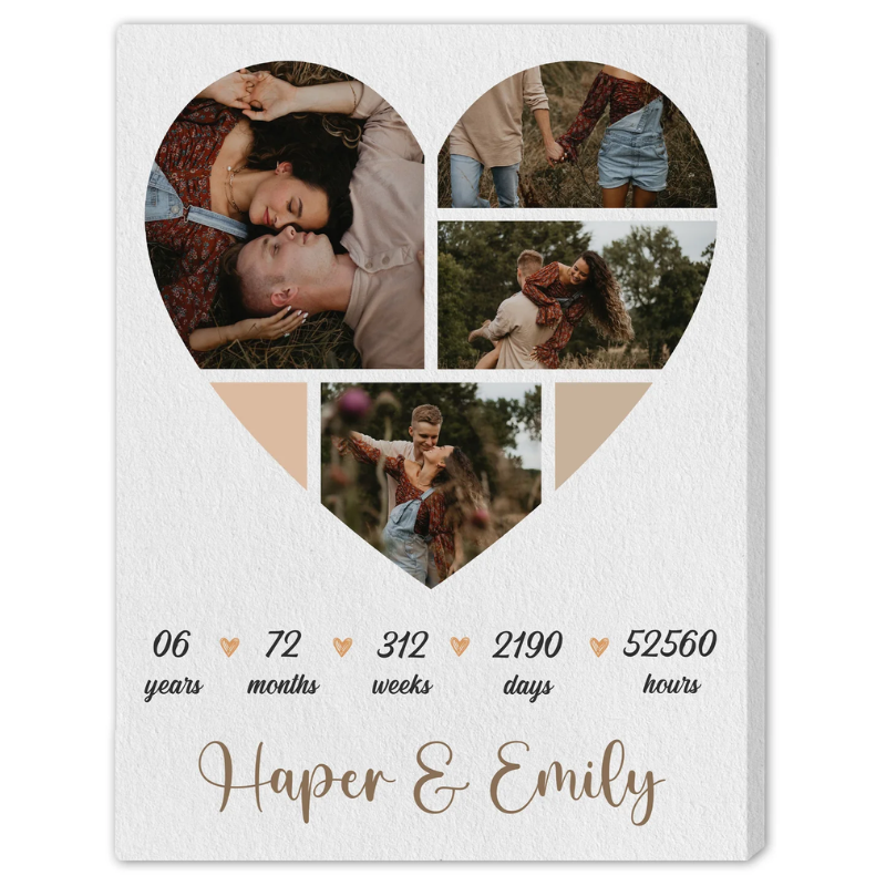 6. Capture Your Love Story in a Heart-Shaped Photo Collage - The Perfect 6th Year Anniversary Gift