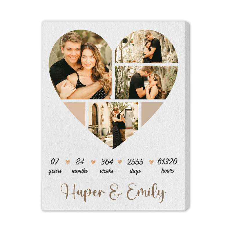 6. Capture Your Love Story in a Heart Shaped Photo Collage - Perfect 7th Anniversary Gift