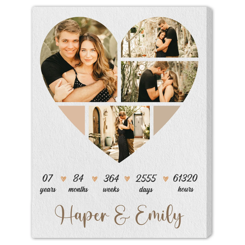 6. Capture the Love: Personalized Heart Shaped Photo Collage - 7th Year Anniversary Gift
