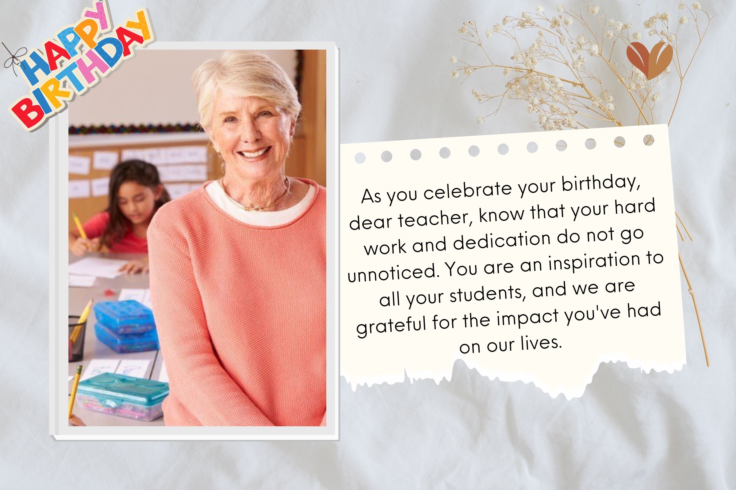 Thoughtful adult birthday wishes for teacher