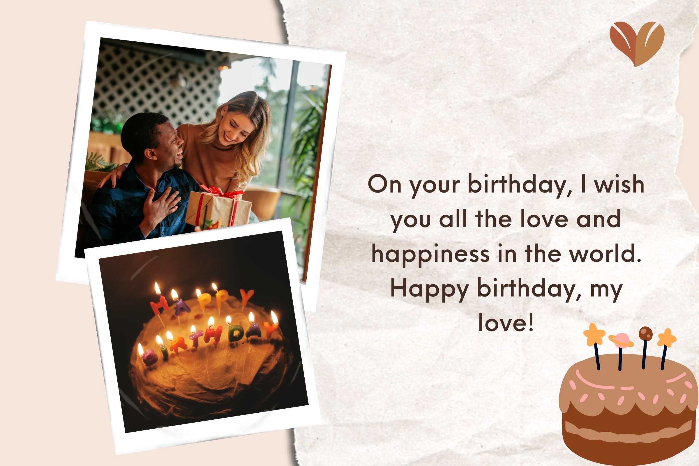 Marking a day of love and happiness with 'happy birthday my world' wishes and smiles.