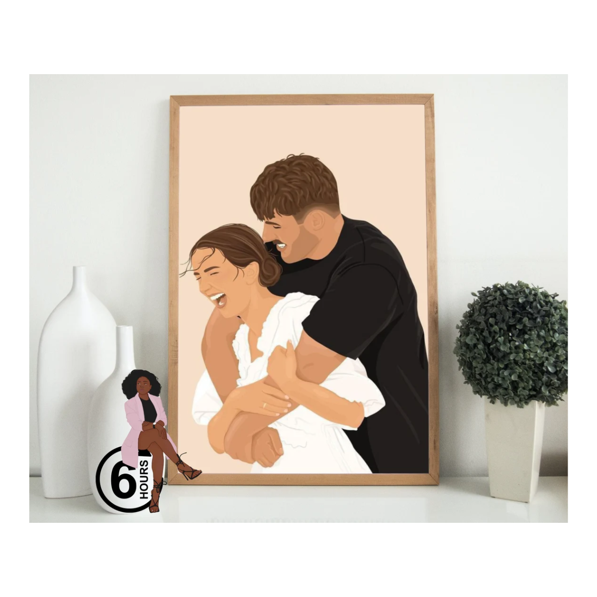 37. Capture Your Love Story Forever with a Hand-Painted Portrait - Perfect 7th Anniversary Gift