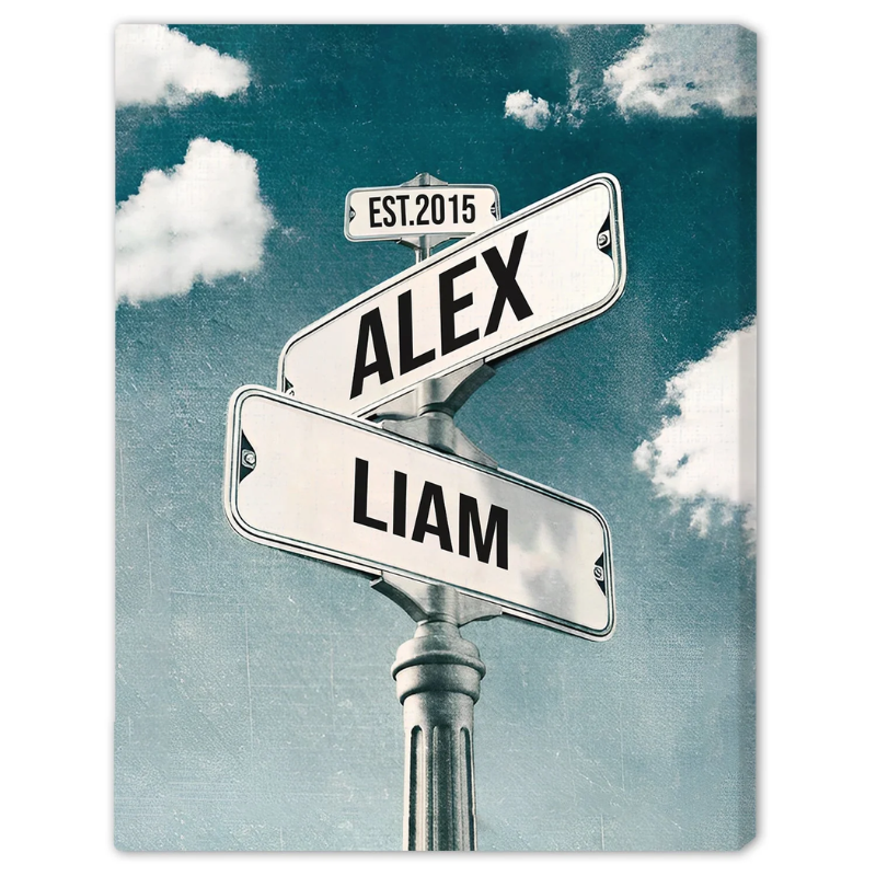 17. Unique Intersection Street Style Canvas - Personalized 7th Anniversary Gift for Him or Her