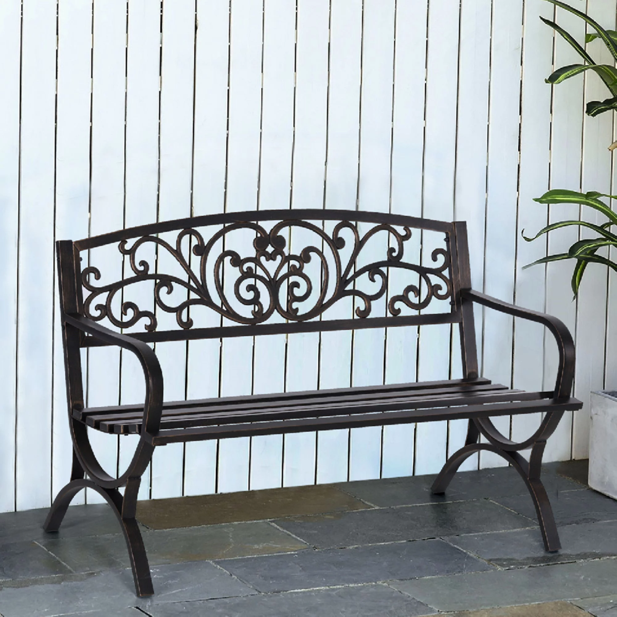 44. Surprise Her with an Iron-Coated Outdoor Bench