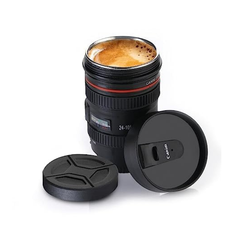 23. Toast to 8 Years of Love with a Lens-Shaped Coffee Mug