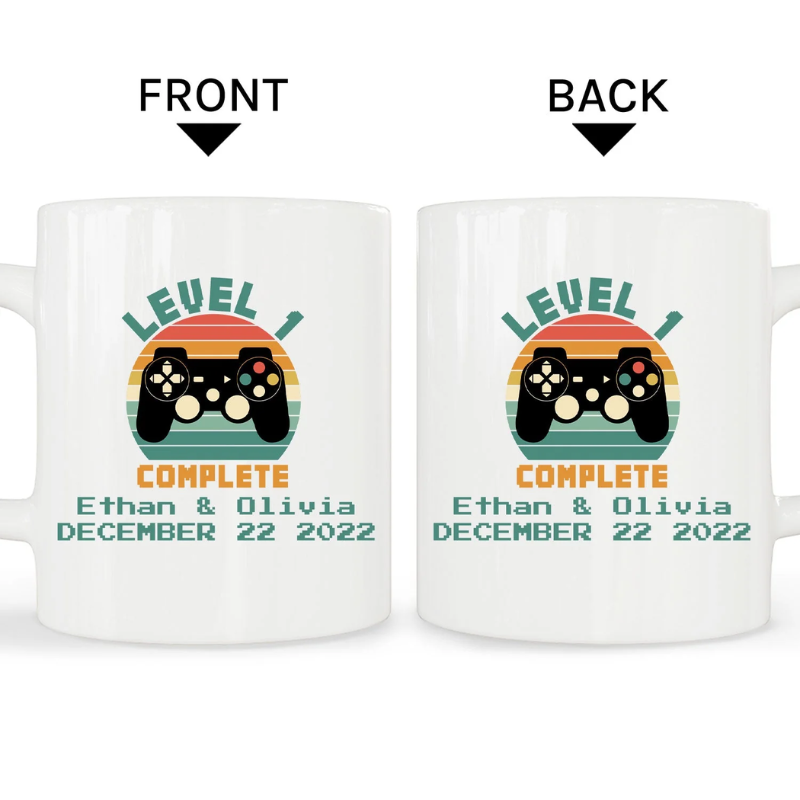 6. Level Up Your Love with a Personalized 1 Year Anniversary Custom Mug