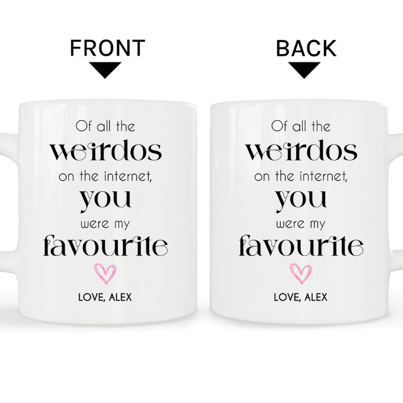 Of All The Weirdos On The Internet Personalized Anniversary Valentines Day gift for Online Dating Couple Custom Mug