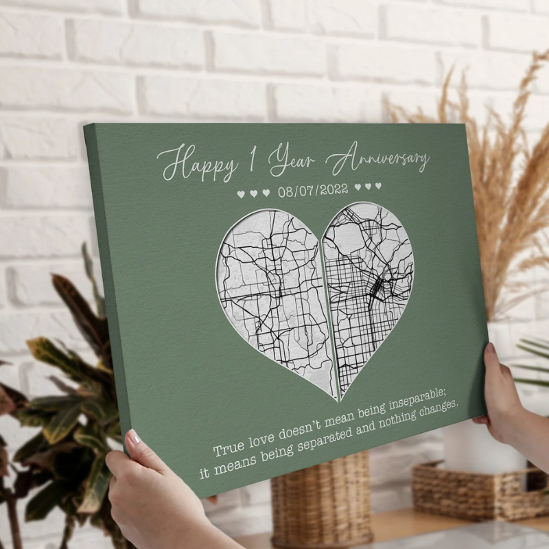 2. Celebrate Your True Love with a Personalized 1 Year Anniversary Gift - Custom Canvas