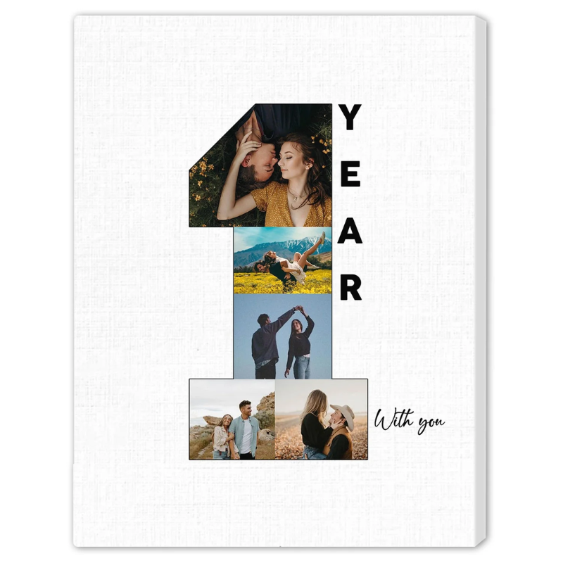13. Capture Your Love Story: Personalized Photo Collage for 1 Year Wedding Anniversary