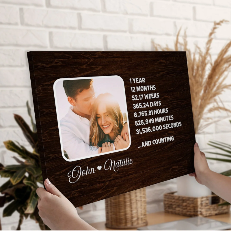 10. Custom Canvas: Celebrate One Year of Love with a Personalized Wedding Anniversary Gift