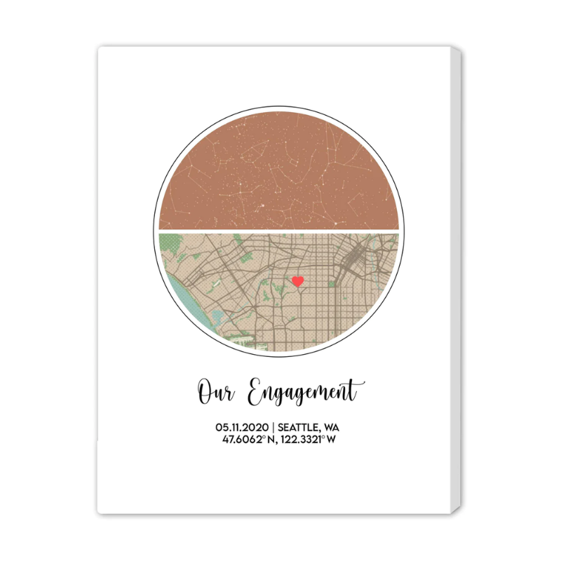 17. Capture Your Love Story with a Personalized Engagement Star Map - The Perfect 7 Year Anniversary Gift