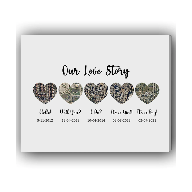 16. Forever Cherish Your Love Story with a Customized Map Canvas
