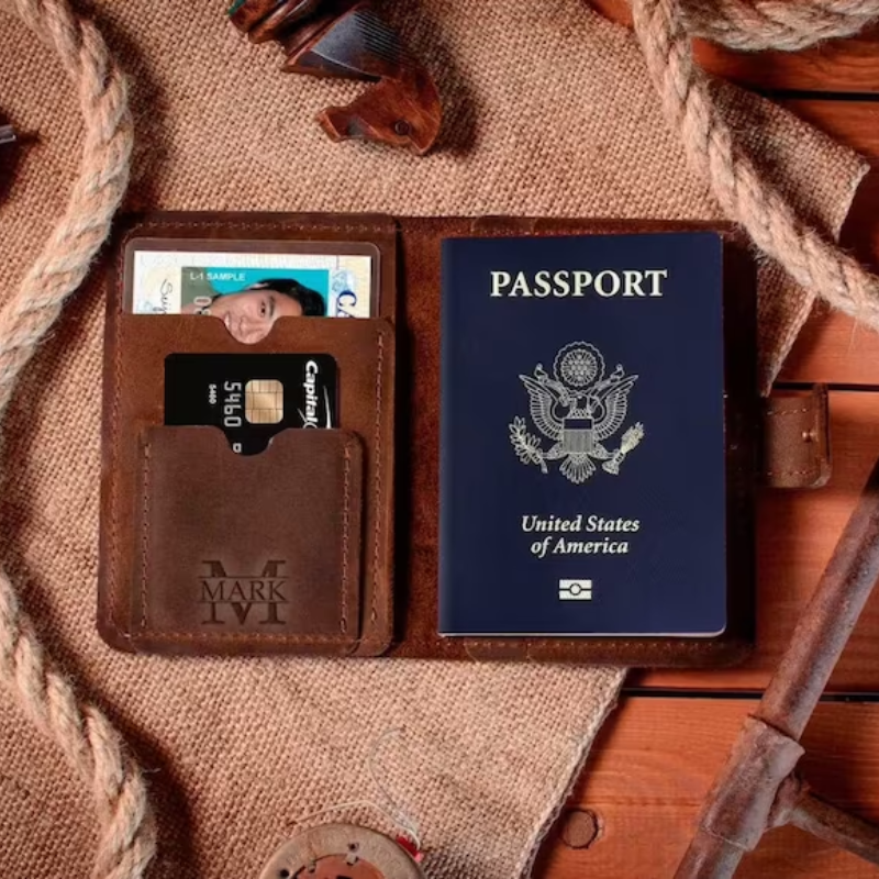 19. Personalized Leather Passport Holders: Unique 1 Year Anniversary Gifts for Him