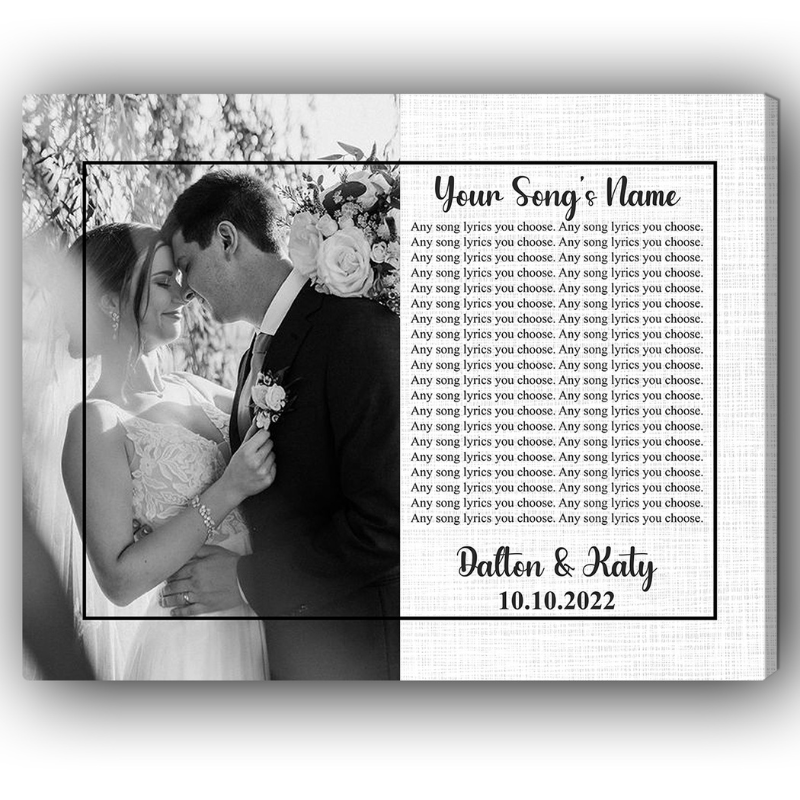 Song Lyrics Photo Personalized Wedding Anniversary Valentines Day gift for Husband for Wife Custom Canvas MyMindfulGifts