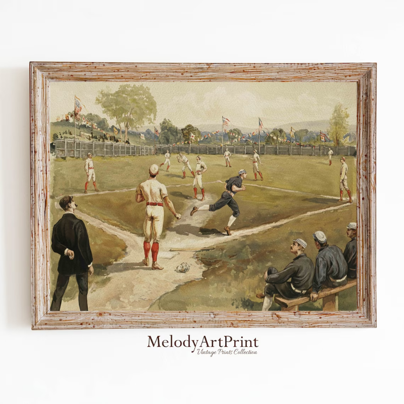 5. Score a Home Run with Vintage-Style Baseball Wall Art - Perfect 6-Year Anniversary Gift