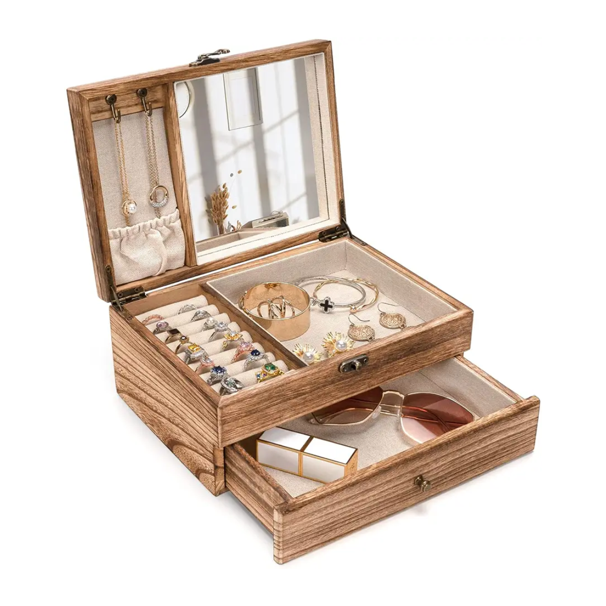 10. Exquisite Wooden Jewelry Box: A Timeless and Personalized 7 year Anniversary Gift Idea