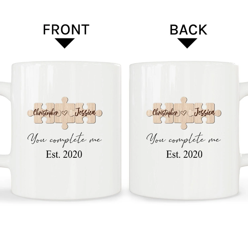 You Complete Me Personalized Anniversary or Valentines Day gift for him for her Custom Mug