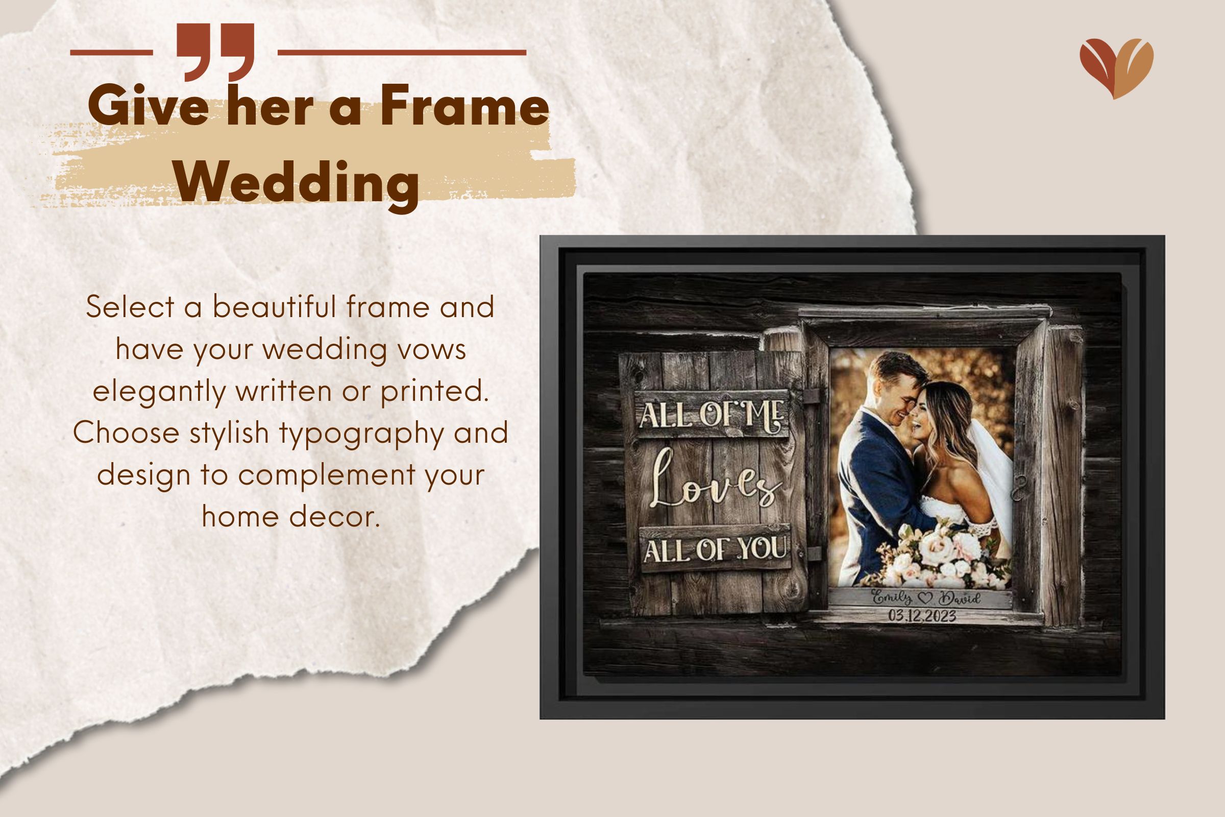 Frame Wedding Vow on 1st wedding anniversary gifts for wife