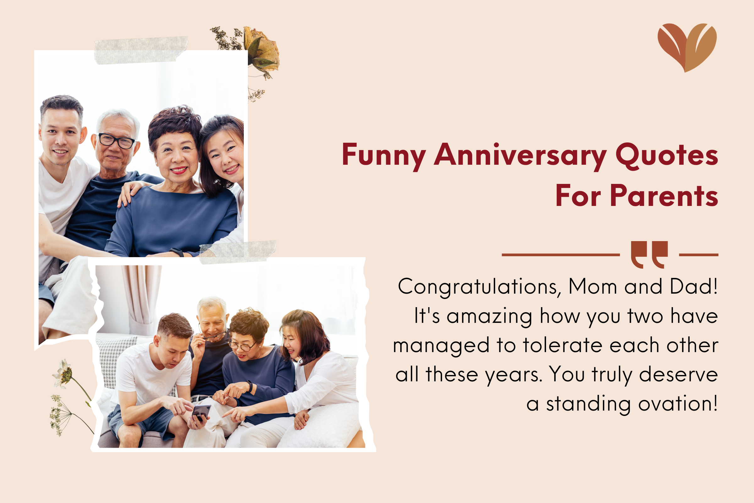 Sending our parents cards with funny anniversary quotes