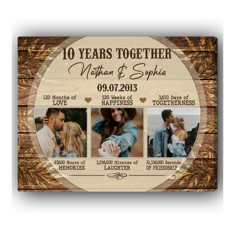 11. 10th Year Together: Personalized Canvas - A Unique and Thoughtful Anniversary Gift for Husband