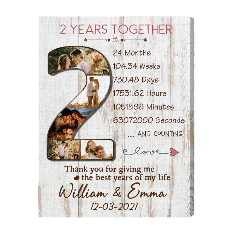27. Celebrate 2 Years Together with a Personalized Photo Collage - The Perfect Anniversary Gift!