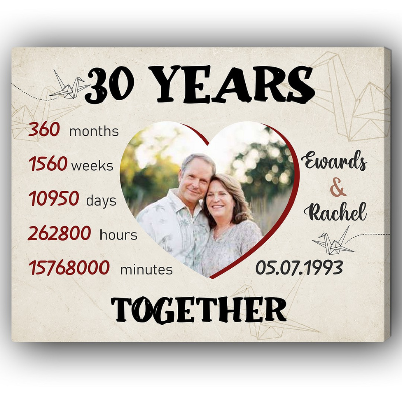 4. 30 Years Together - Personalized Pearl Anniversary Gift for Him or Her