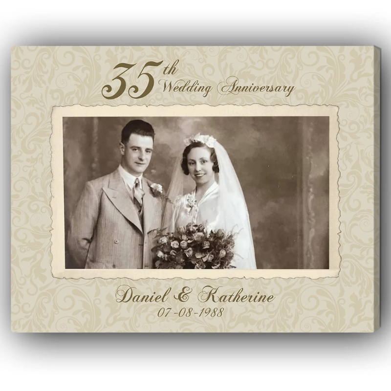 35th Wedding Anniversary Personalized 35 Year Anniversary gift for him for her Custom Canvas