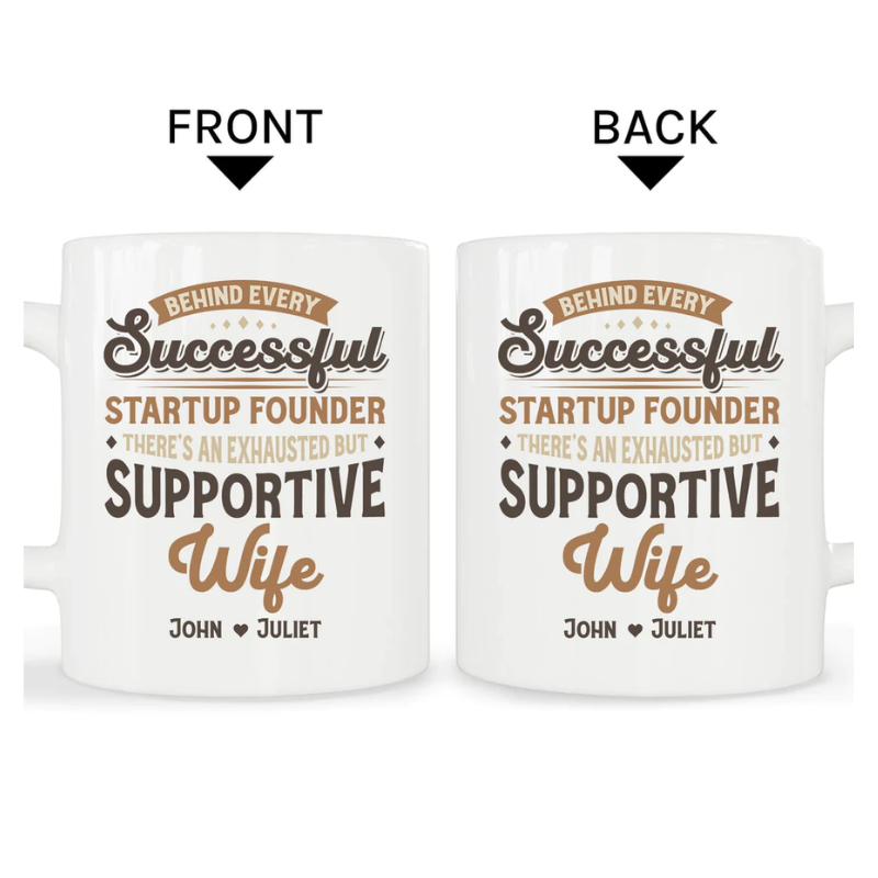 Exhausted But Supportive Wife Personalized Birthday gift for Startup Founder Wife Custom Mug MyMindfulGifts 1