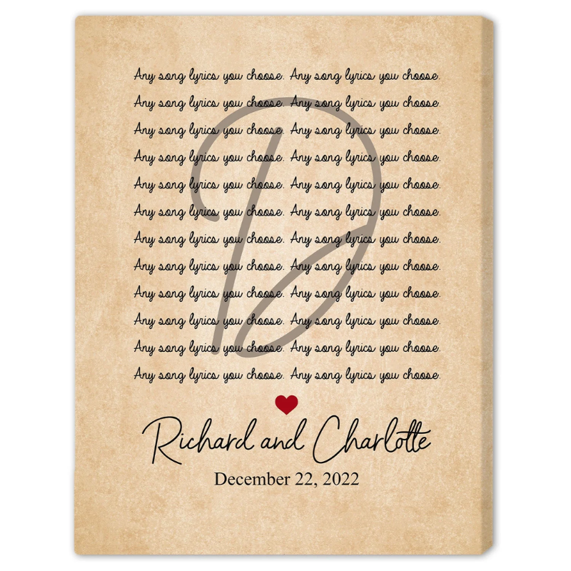 20. Capture Your Love in Words: Personalized First Dance Song Lyrics on Custom Canvas
