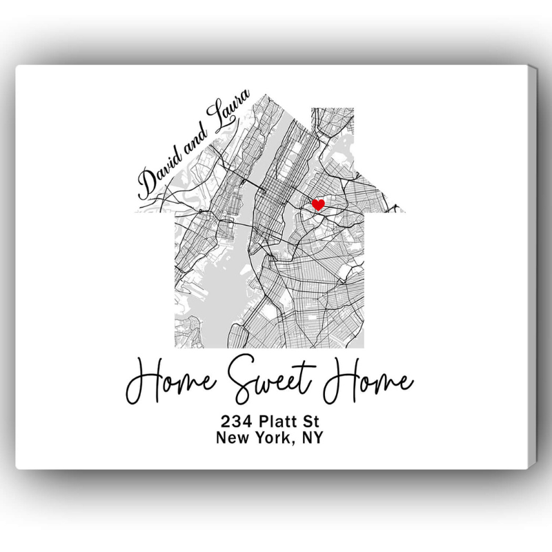 13. Home Sweet Home: Celebrate Your 17th Anniversary with a Custom Map Canvas