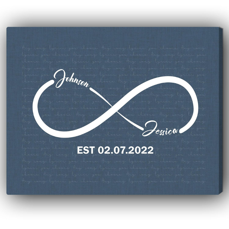 Infinity Symbol Personalized Anniversary or Valentines Day gift for Husband or Wife Custom Canvas MyMindfulGifts