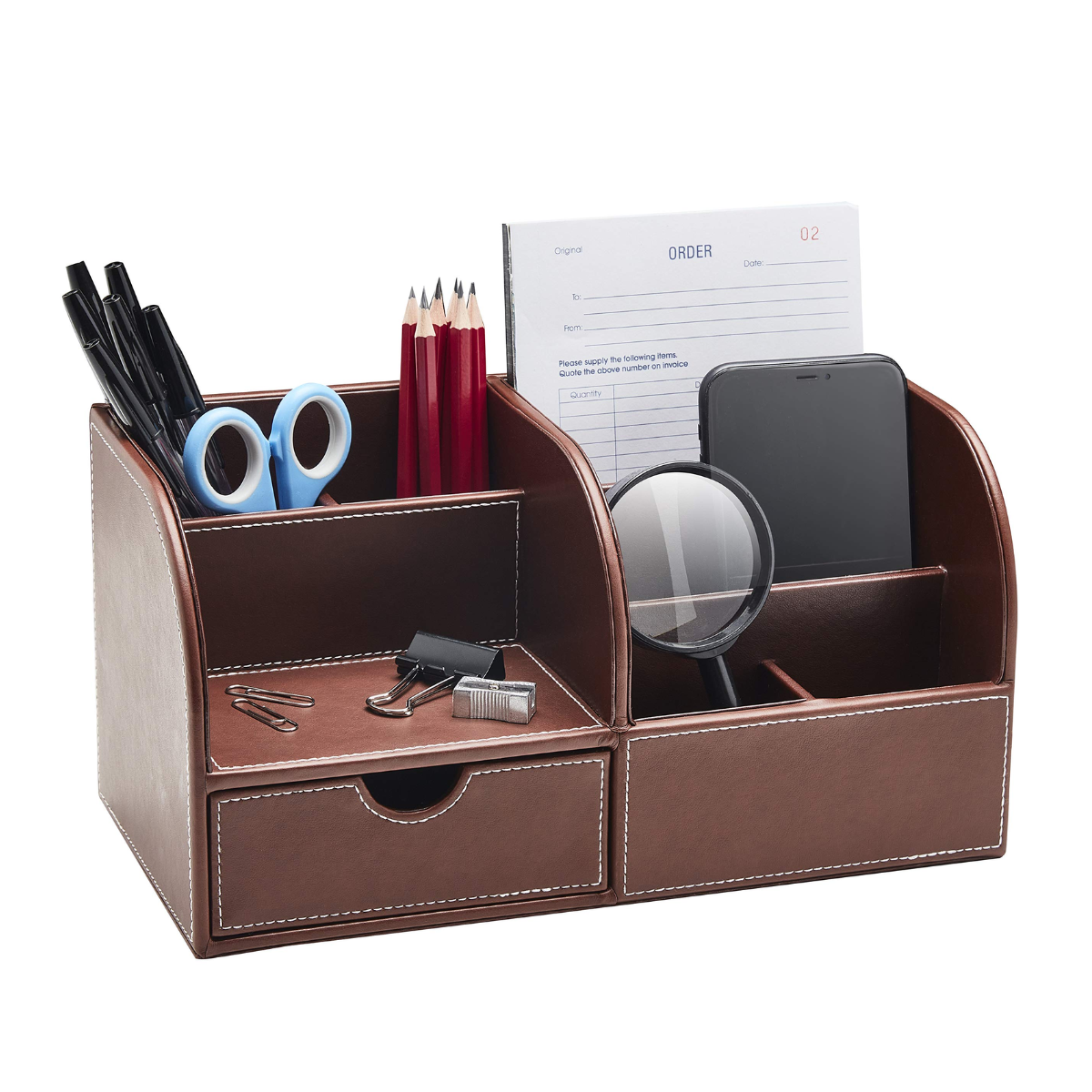 13. Organize Your Love Story: Leather Desk Organizer, the Perfect 3rd Anniversary Gift for Him