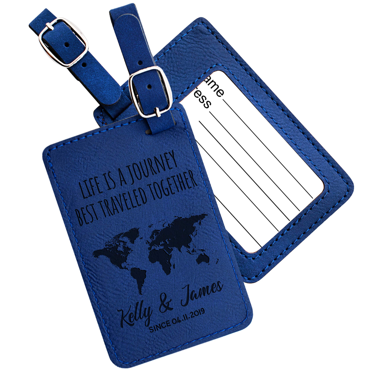 35. Timeless Elegance: Personalized Leather Luggage Tags for a Memorable 3rd Anniversary Gift