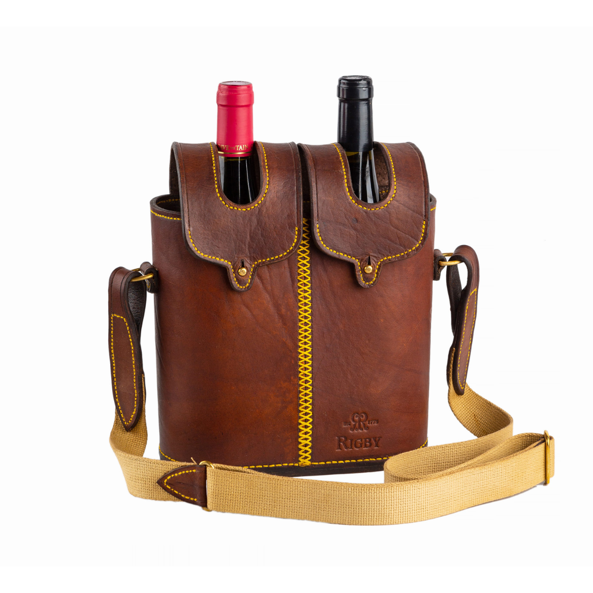 25. Toast to Three Years of Love with a Stylish Leather Wine Bottle Carrier