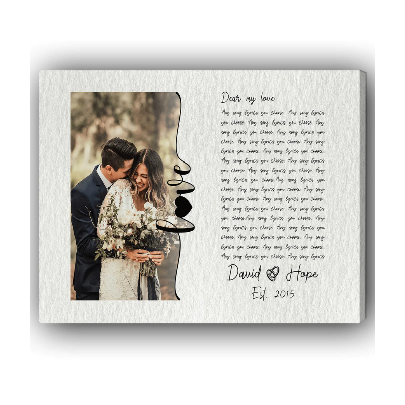 29. Love Song Lyrics Black & White - Personalized 15 Year Anniversary Gift for Him