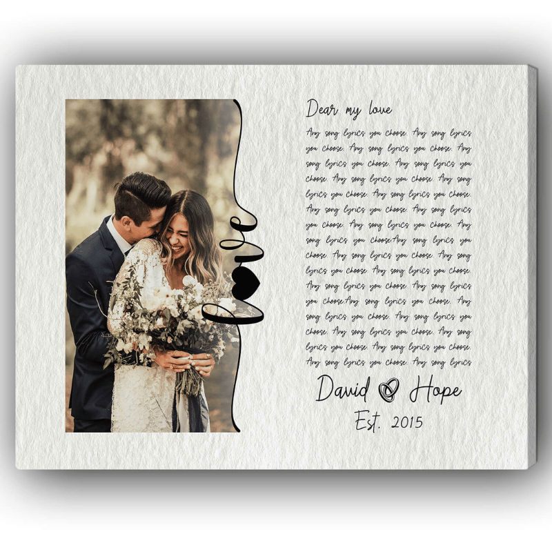 14. Personalize Your Love Story with Black & White Lyrics Canvas - Perfect 2nd Anniversary Gift