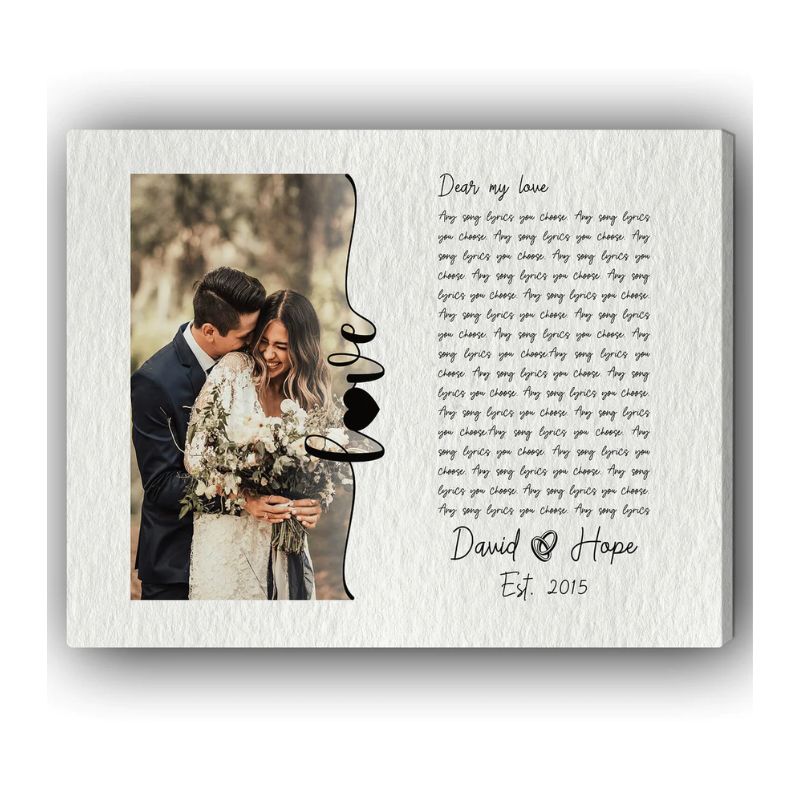 16. Personalized Love Song Lyrics Canvas - A Timeless 2nd Anniversary Gift for Him