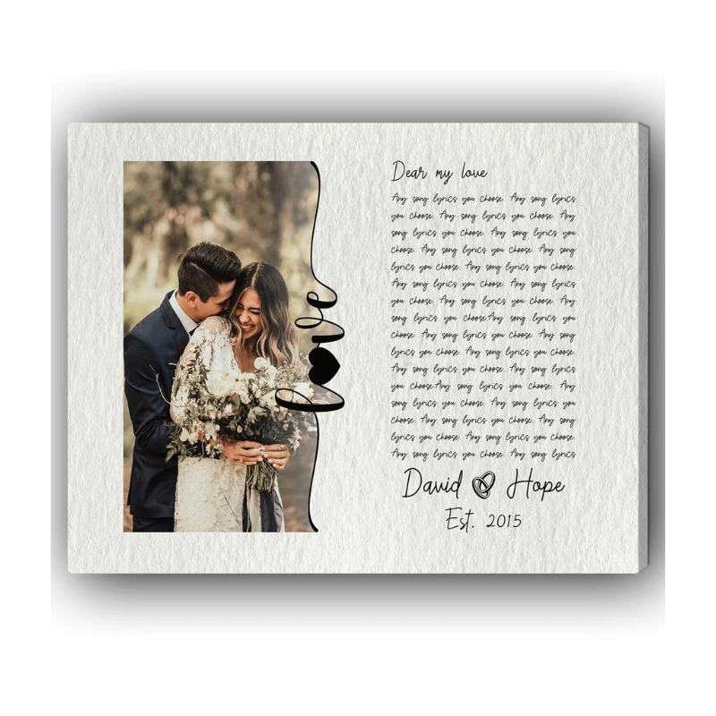 18. Capture Your Love Story in Song Lyrics: Personalized Canvas for Him