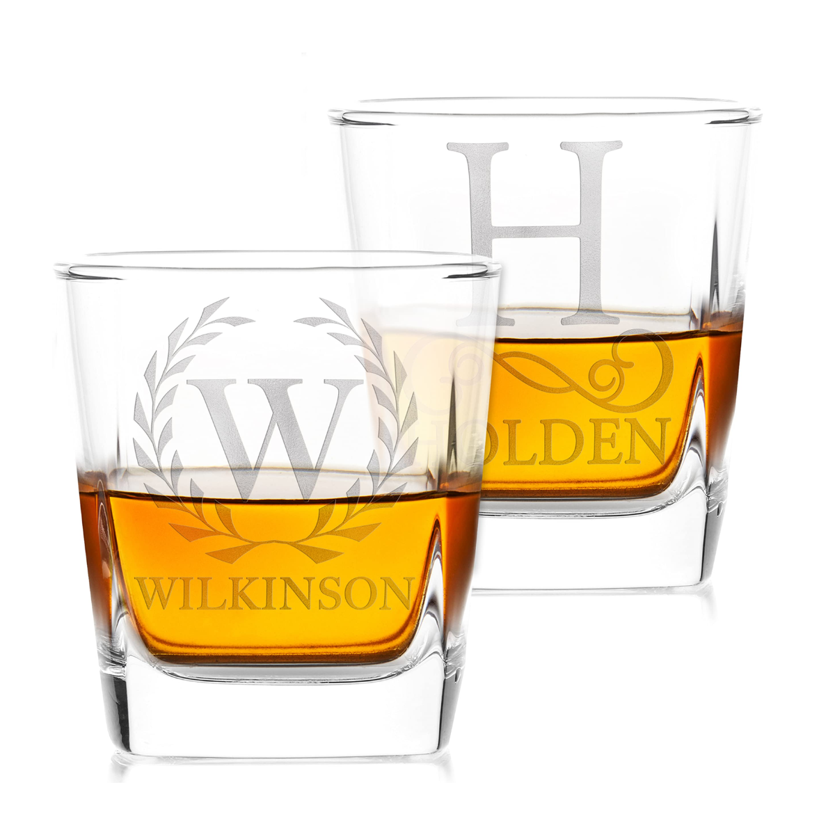15. Raise a Toast to 15 Years of Love with Monogrammed Whiskey Glasses Set