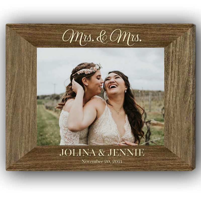 Mrs Mrs Personalized Wedding Anniversary Valentines Day gift for Lesbian Couple for Wife Custom Canvas