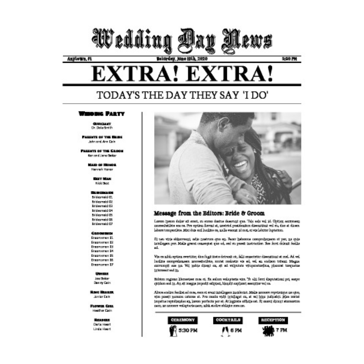 24. Capture the Magic: A Personalized Newspaper from Your Wedding Day - Perfect Anniversary Gift for Him