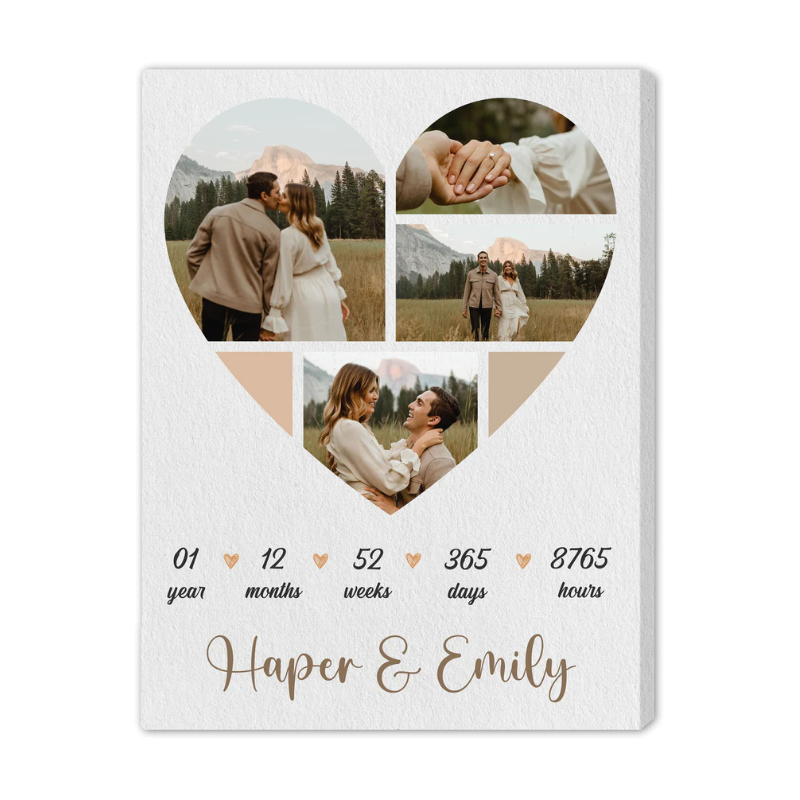 1. Capture Your Love Story with a Heart-shaped Photo Collage - Personalized Paper Anniversary Gifts for Husband