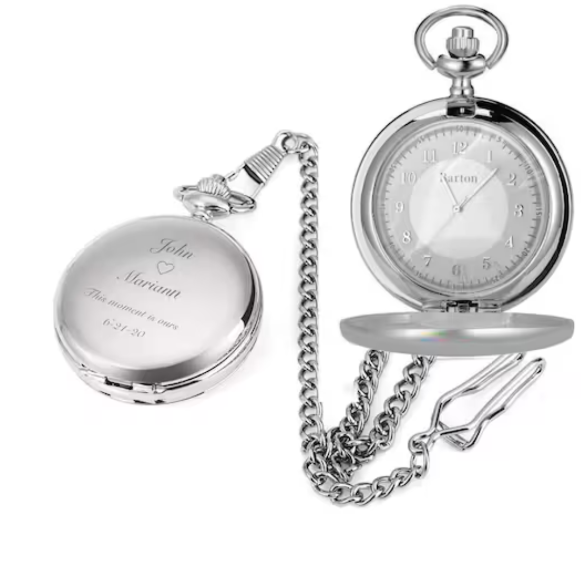 21. Timeless Love: Personalized Engraved Pocket Watch for a Memorable 2nd Anniversary Gift